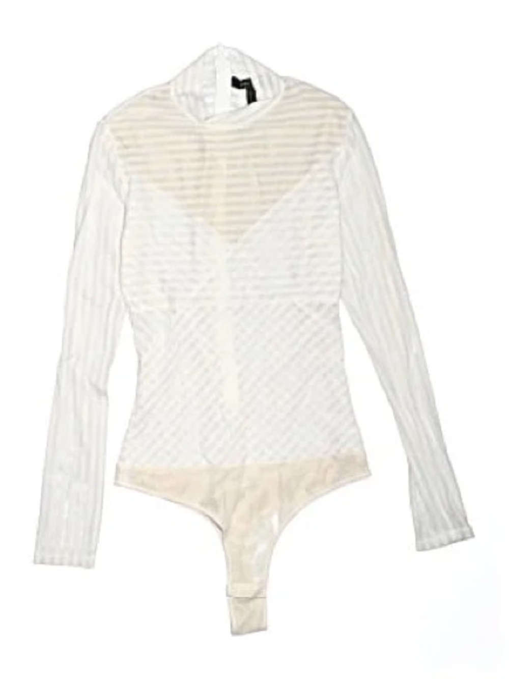 BCBG Ivory Ribbed Long-Sleeve Bodysuit